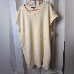Kate & Mallory Womens Plus Size Cream Patterned sweater dress with pockets sz3X